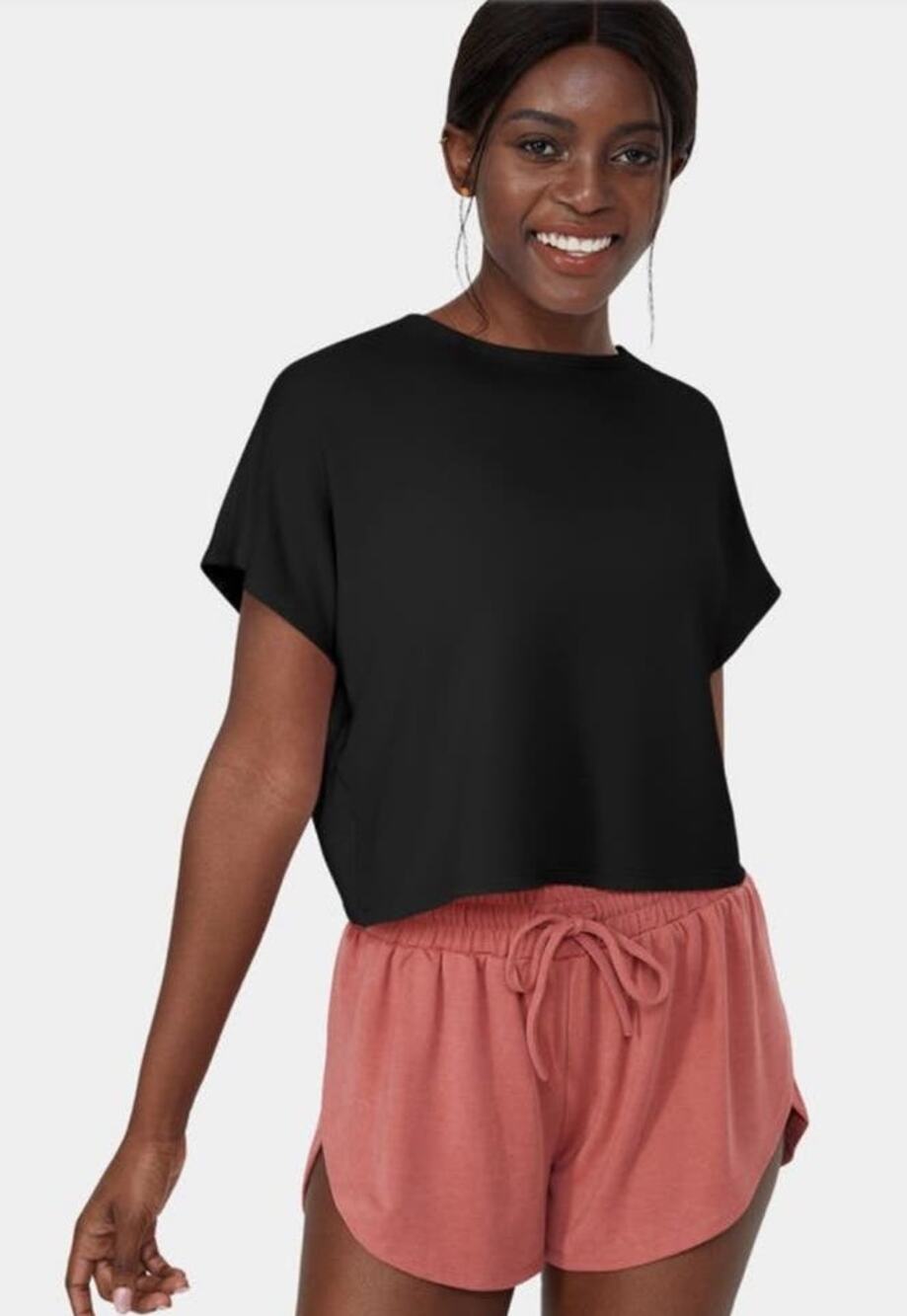 Halara Cut Out Cropped Black Sports Top - L